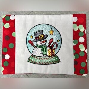 Hand Crafted Mug Rug Coaster Embroidered Cotton Fabric Padded Absorbs Liquid